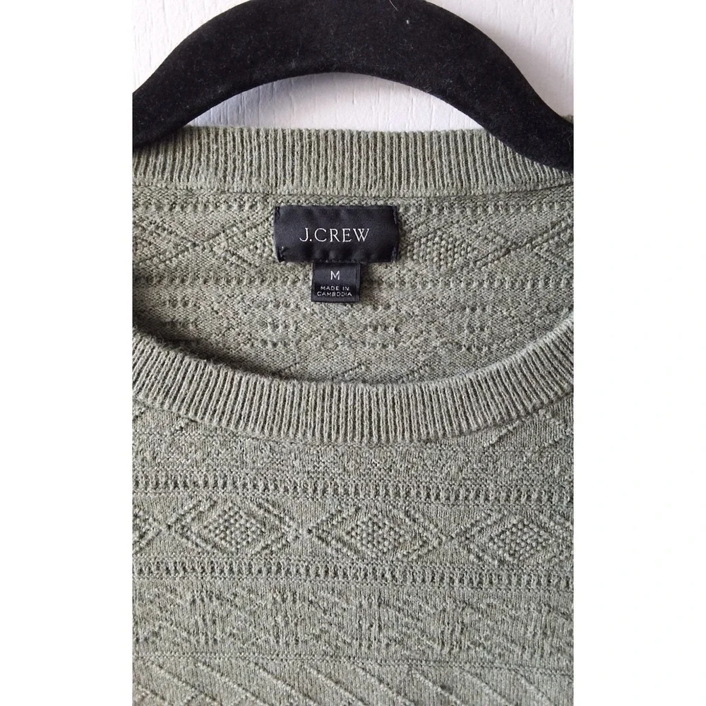 J. Crew Men's Medium‎ 100% Cotton sweater in combination guernsey stitch Sage